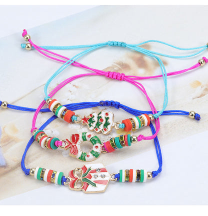 Modern Style Santa Claus Alloy Enamel Women's Bracelets Necklace