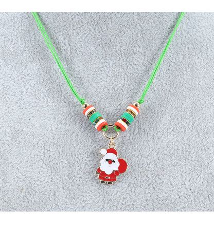 Modern Style Santa Claus Alloy Enamel Women's Bracelets Necklace