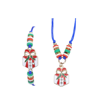 Modern Style Santa Claus Alloy Enamel Women's Bracelets Necklace