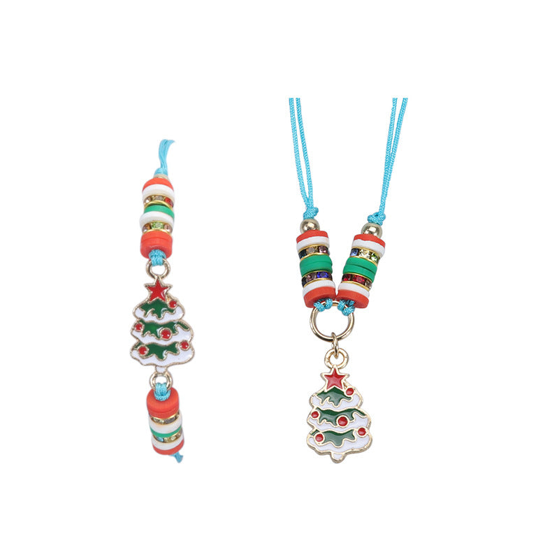 Modern Style Santa Claus Alloy Enamel Women's Bracelets Necklace