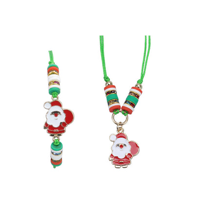 Modern Style Santa Claus Alloy Enamel Women's Bracelets Necklace