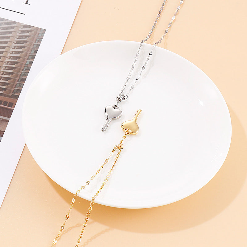 Simple Style Classic Style Heart Shape Stainless Steel 18k Gold Plated Necklace In Bulk