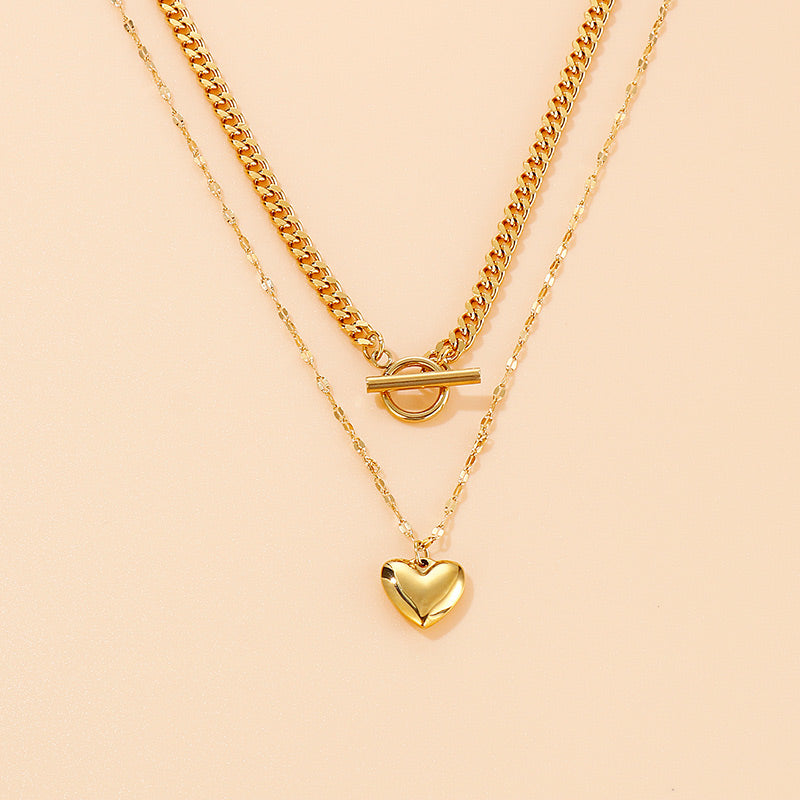 Simple Style Classic Style Heart Shape Stainless Steel 18k Gold Plated Necklace In Bulk