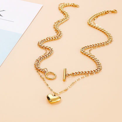 Simple Style Classic Style Heart Shape Stainless Steel 18k Gold Plated Necklace In Bulk