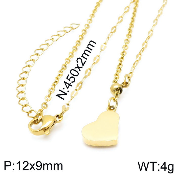 Simple Style Classic Style Heart Shape Stainless Steel 18k Gold Plated Necklace In Bulk