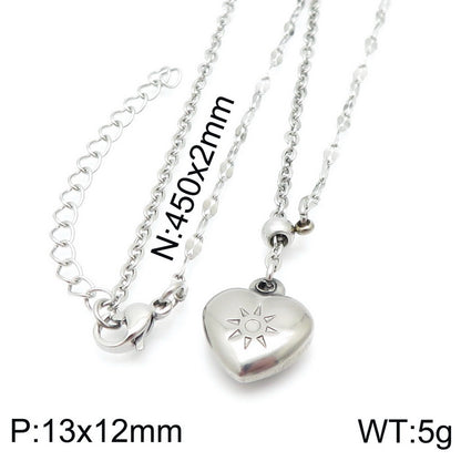 Simple Style Classic Style Heart Shape Stainless Steel 18k Gold Plated Necklace In Bulk