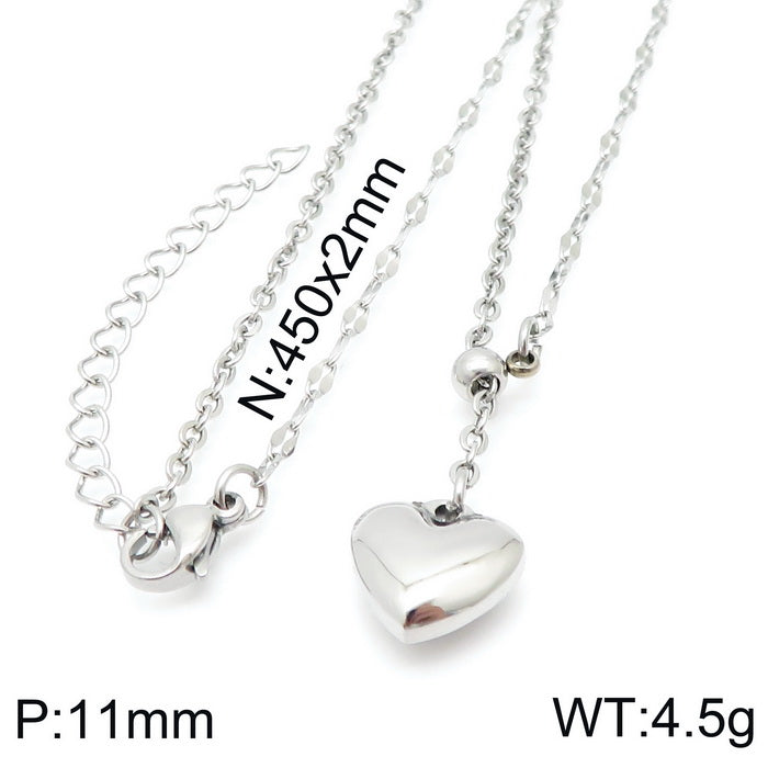 Simple Style Classic Style Heart Shape Stainless Steel 18k Gold Plated Necklace In Bulk