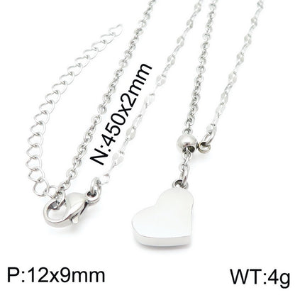 Simple Style Classic Style Heart Shape Stainless Steel 18k Gold Plated Necklace In Bulk