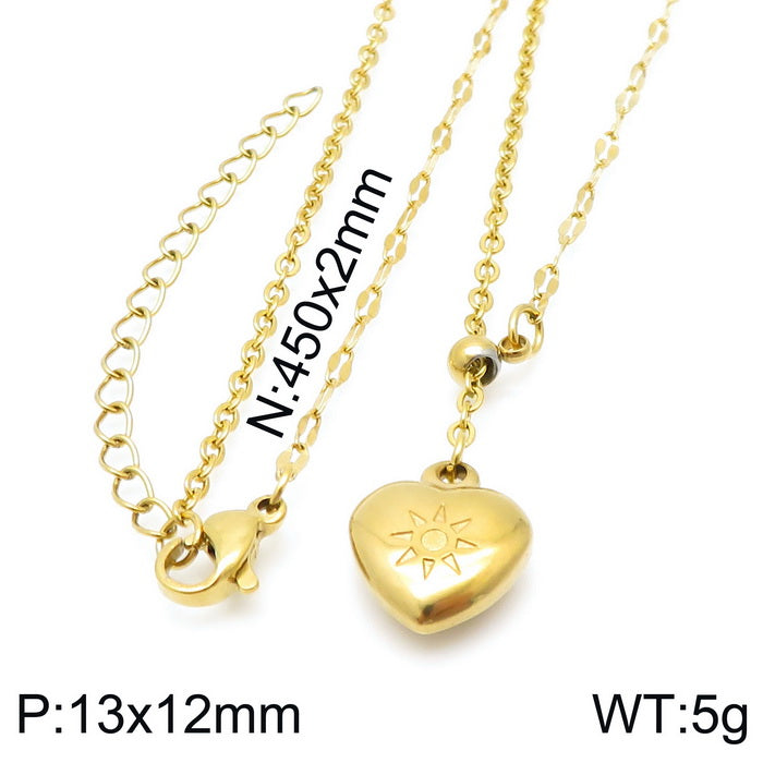 Simple Style Classic Style Heart Shape Stainless Steel 18k Gold Plated Necklace In Bulk