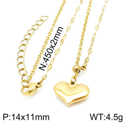 Simple Style Classic Style Heart Shape Stainless Steel 18k Gold Plated Necklace In Bulk