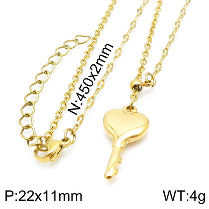 Simple Style Classic Style Heart Shape Stainless Steel 18k Gold Plated Necklace In Bulk