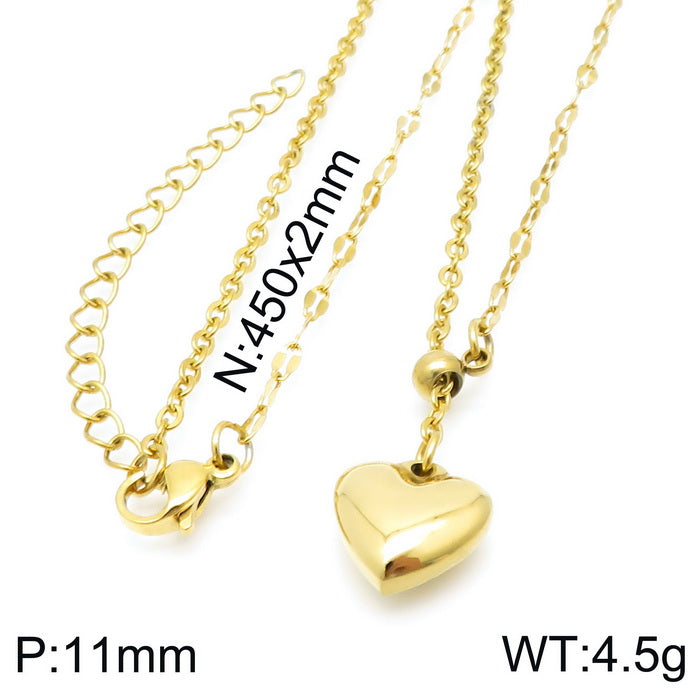 Simple Style Classic Style Heart Shape Stainless Steel 18k Gold Plated Necklace In Bulk