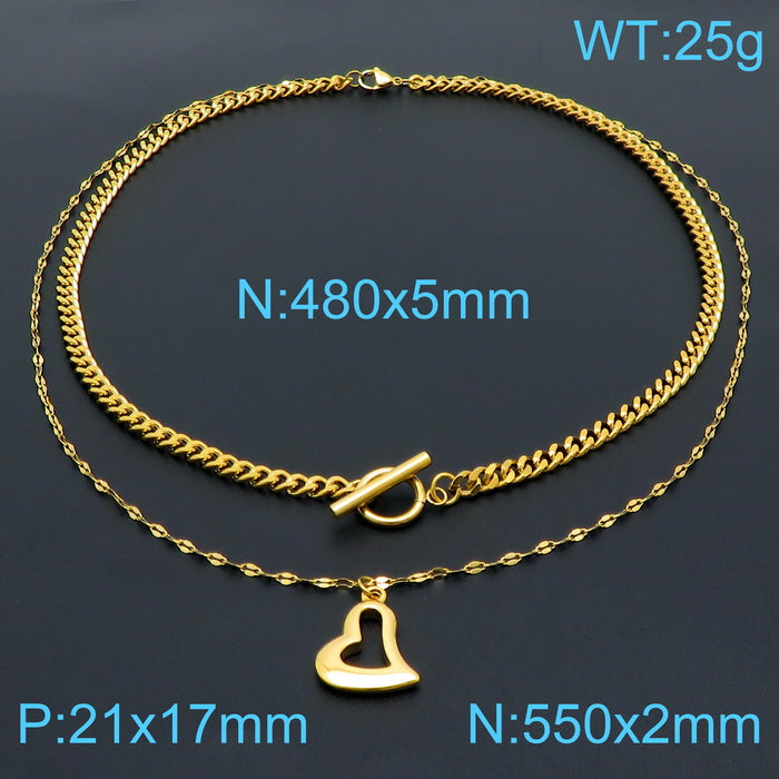 Simple Style Classic Style Heart Shape Stainless Steel 18k Gold Plated Necklace In Bulk