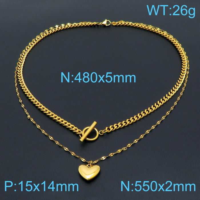 Simple Style Classic Style Heart Shape Stainless Steel 18k Gold Plated Necklace In Bulk