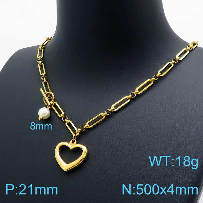 Simple Style Classic Style Heart Shape Stainless Steel 18k Gold Plated Necklace In Bulk