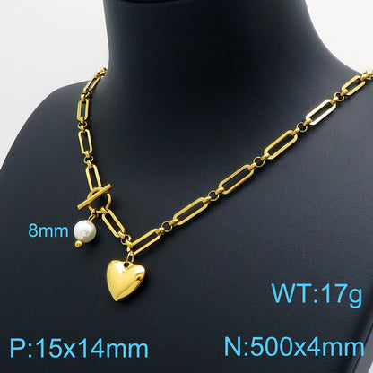 Simple Style Classic Style Heart Shape Stainless Steel 18k Gold Plated Necklace In Bulk