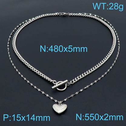 Simple Style Classic Style Heart Shape Stainless Steel 18k Gold Plated Necklace In Bulk