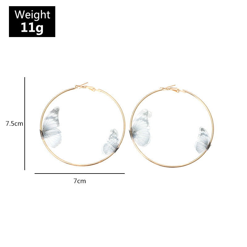 Jewelry Beautiful Three-dimensional Tulle Double Butterfly Earrings Ring Earrings Wholesale Gooddiy