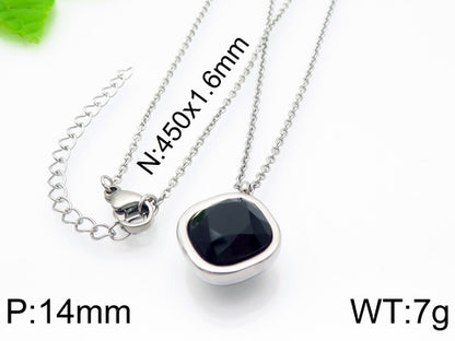 Formal Simple Style Geometric Stainless Steel Inlay Zircon Pendant Necklace