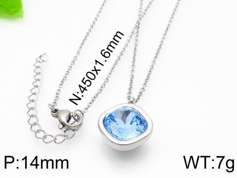 Formal Simple Style Geometric Stainless Steel Inlay Zircon Pendant Necklace