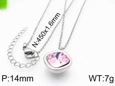 Formal Simple Style Geometric Stainless Steel Inlay Zircon Pendant Necklace