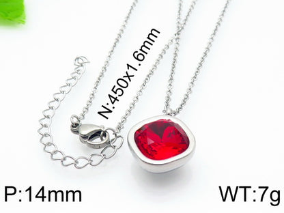 Formal Simple Style Geometric Stainless Steel Inlay Zircon Pendant Necklace