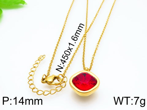 Formal Simple Style Geometric Stainless Steel Inlay Zircon Pendant Necklace