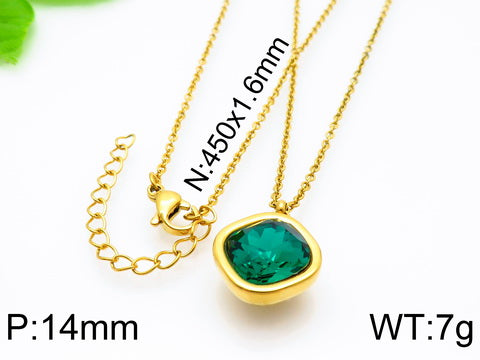 Formal Simple Style Geometric Stainless Steel Inlay Zircon Pendant Necklace