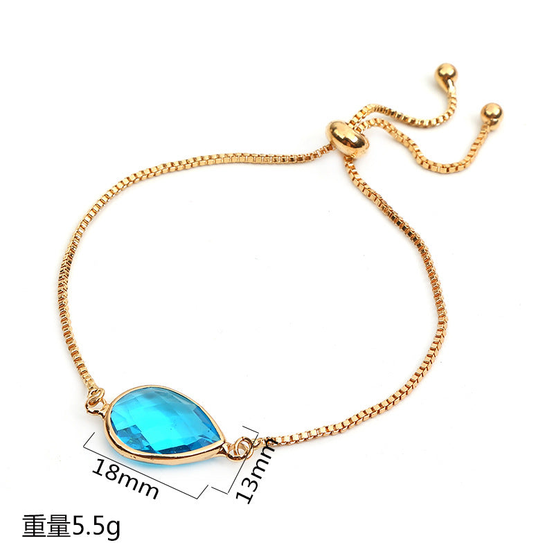 Simple Style Water Droplets Copper Inlay Artificial Gemstones Bracelets