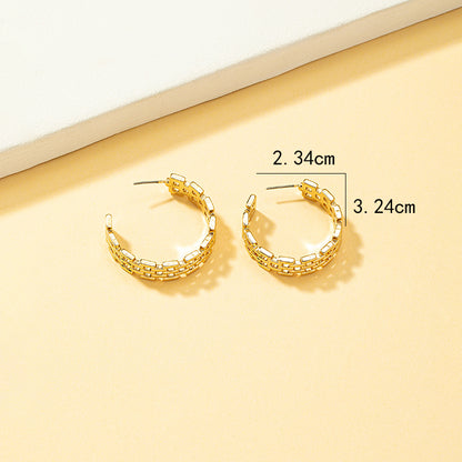 1 Pair Lady Simple Style C Shape Plating Hollow Out Alloy 14k Gold Plated Earrings