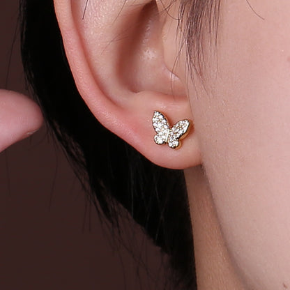 1 Pair Elegant Lady Star Heart Shape Butterfly Plating Inlay Copper Artificial Diamond Ear Studs