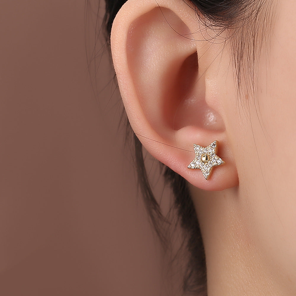 1 Pair Elegant Lady Star Heart Shape Butterfly Plating Inlay Copper Artificial Diamond Ear Studs