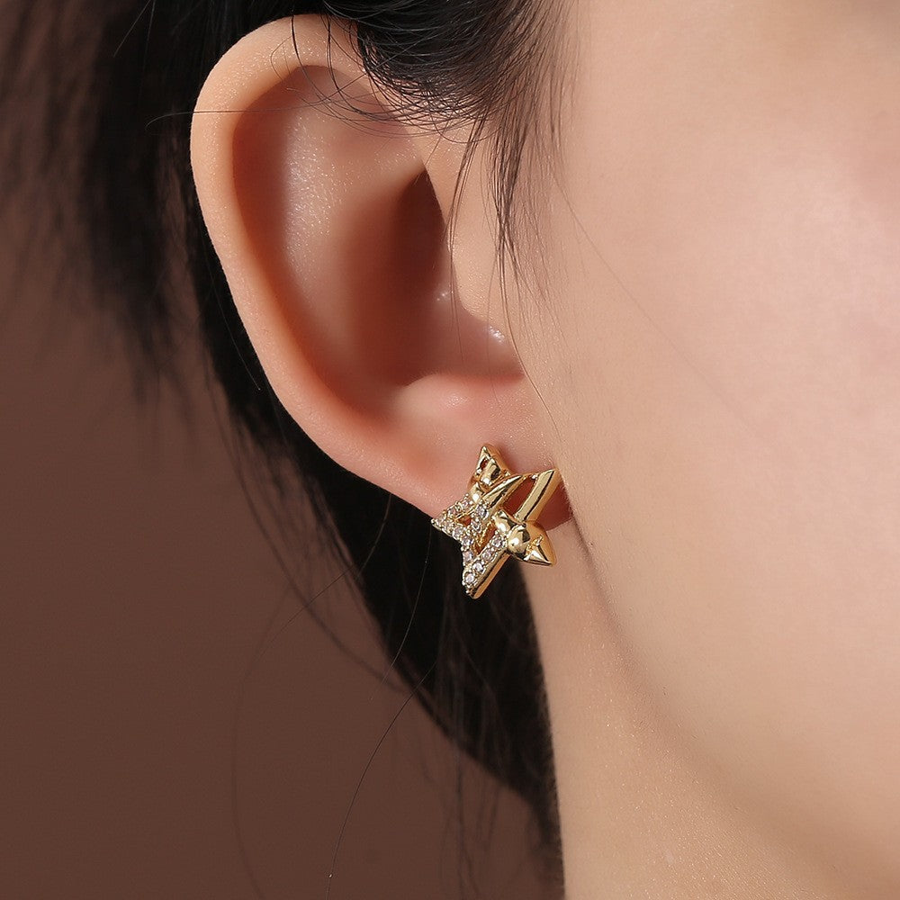 1 Pair Elegant Lady Star Heart Shape Butterfly Plating Inlay Copper Artificial Diamond Ear Studs