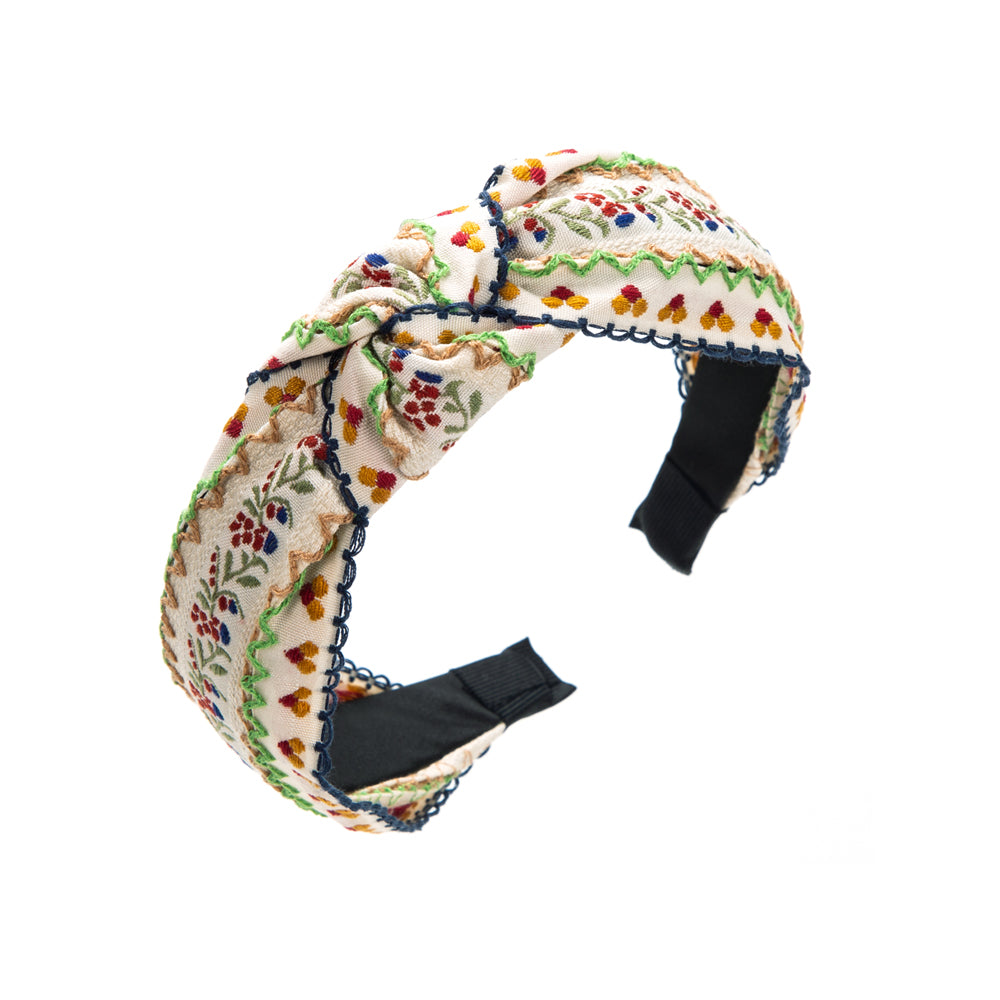 Women'S Elegant Luxurious Printing Flower Cloth Embroidery Hair Band