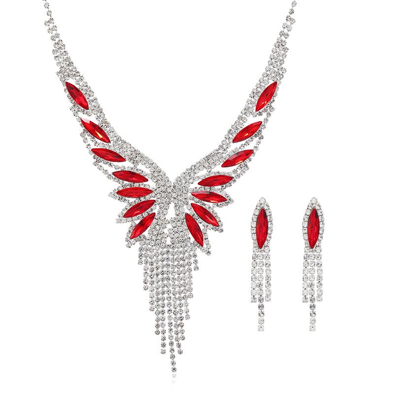 Lady Classic Style Tassel Alloy Inlay Artificial Diamond Women's Earrings Necklace