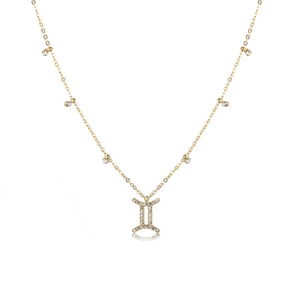 Simple Style Shiny Constellation Stainless Steel 18k Gold Plated Zircon Pendant Necklace In Bulk