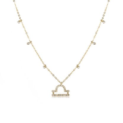 Simple Style Shiny Constellation Stainless Steel 18k Gold Plated Zircon Pendant Necklace In Bulk