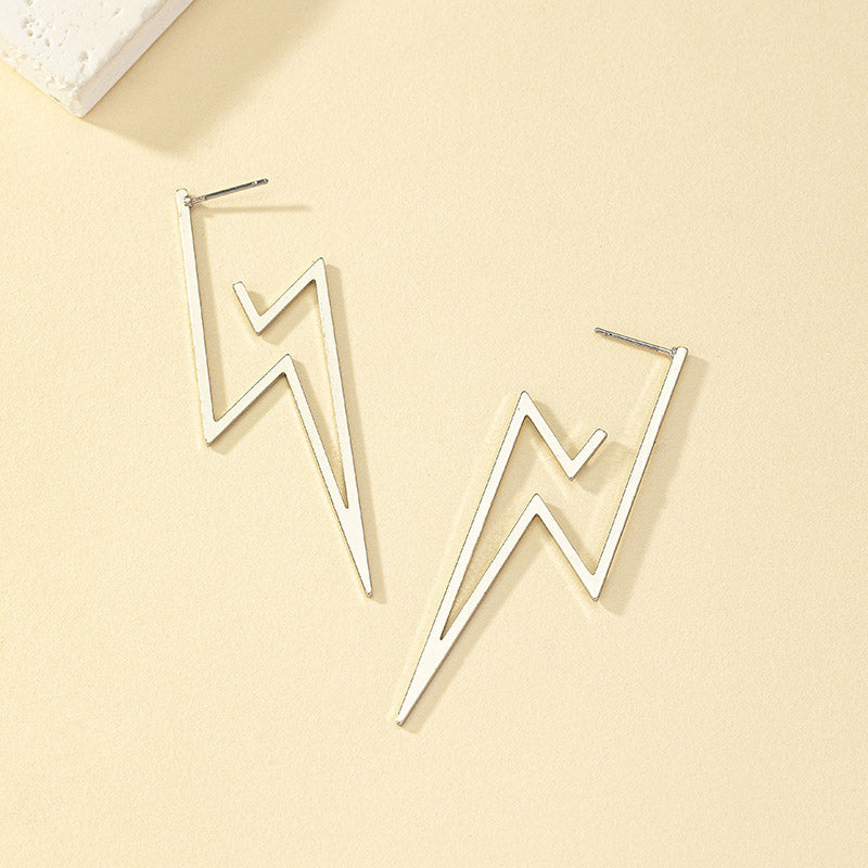 1 Pair Lady Lightning Plating Alloy White Gold Plated Ear Studs