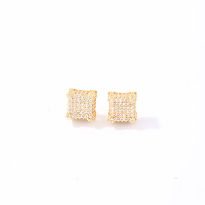 1 Pair Hip-hop Cool Style Shiny Square Plating Inlay Copper Zircon Ear Studs