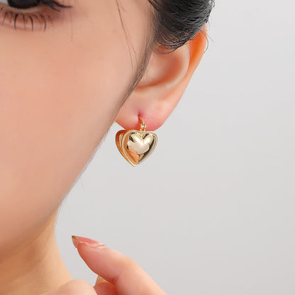 1 Pair Simple Style Heart Shape Plating Copper Gold Plated Ear Studs