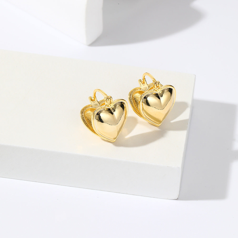 1 Pair Simple Style Heart Shape Plating Copper Gold Plated Ear Studs