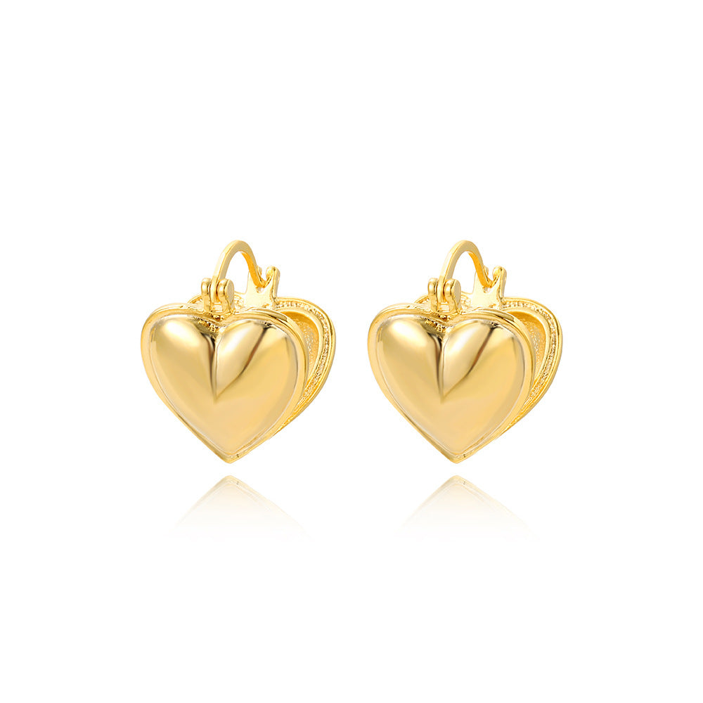 1 Pair Simple Style Heart Shape Plating Copper Gold Plated Ear Studs