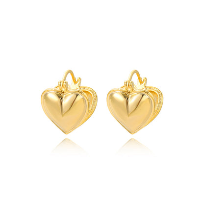 1 Pair Simple Style Heart Shape Plating Copper Gold Plated Ear Studs