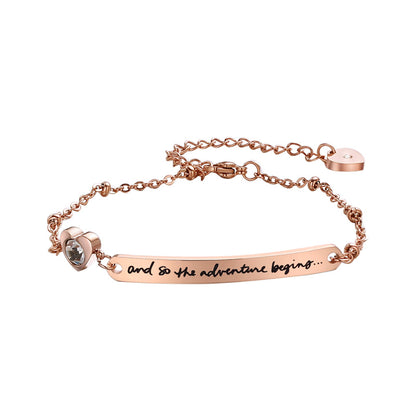 Simple Style Letter Stainless Steel Titanium Steel Polishing Plating Inlay Rose Gold Plated Bangle