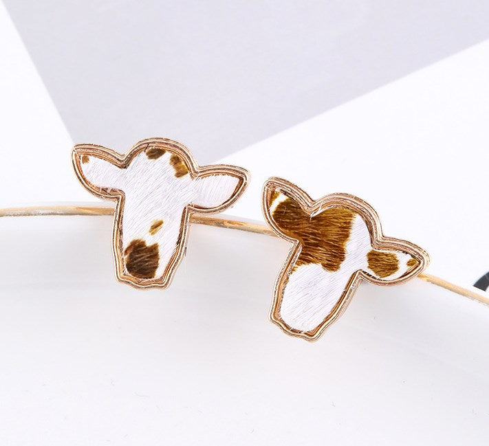 1 Pair Retro Cows Plating Alloy Ear Studs