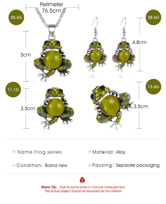 New Cute Cute Pet Jewelry Opal Cute Frog Earrings Elastic Ring Exquisite Toad Sweater Chain Wholesale Gooddiy