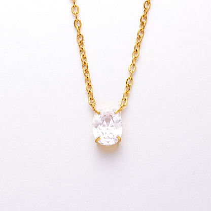 Casual Oval Stainless Steel Zircon Pendant Necklace In Bulk