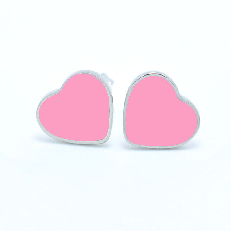 1 Piece Cute Wedding Heart Shape Epoxy Plating Metal 18k Gold Plated Ear Studs