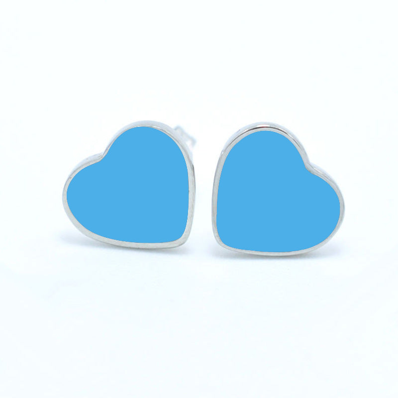 1 Piece Cute Wedding Heart Shape Epoxy Plating Metal 18k Gold Plated Ear Studs