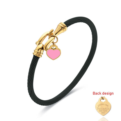 Simple Style Heart Shape Stainless Steel Plating Gold Plated Bangle